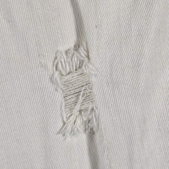 Free People Womens 29 Distressed‎ Skinny Jeans Raw Fringed Frayed Hem Cream - Picture 6 of 11